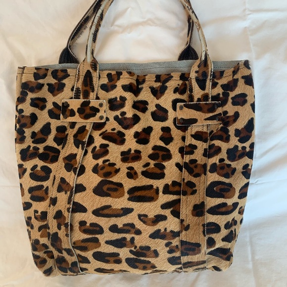 Stephane Verdino Rare Pony Hair Leather  Animal Print Tote Bag - Picture 3 of 4